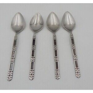 Oneida Community Madrid Black Teaspoons 6-1/8 Inch Stainless Set Of 4